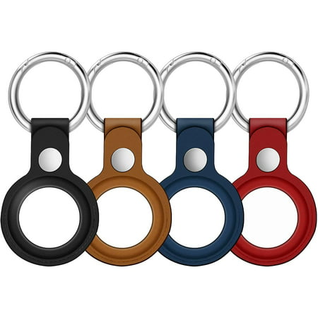 4-Piece AirTag Bag with Anti-Lost Keychain Finder Supplies for Dog Key Backpack protectable AirTag Keychain Holder Cover Apple AirTag Tracker 4-Piece Multicolor Leather case 